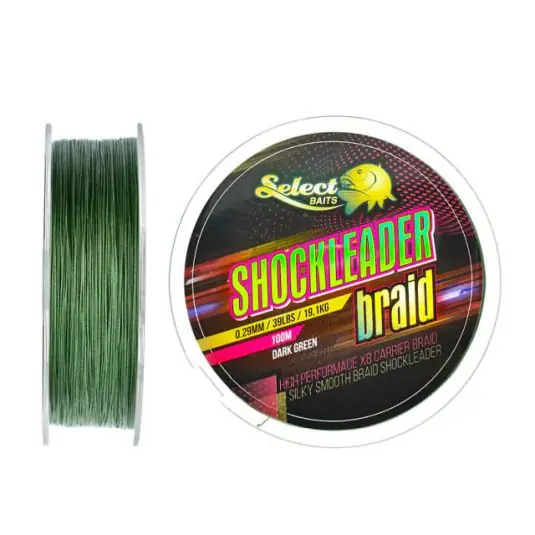 Ultima șansă Fir textil Select Baits Shockleader X8 Braid Dark Green 0.29mm/100m