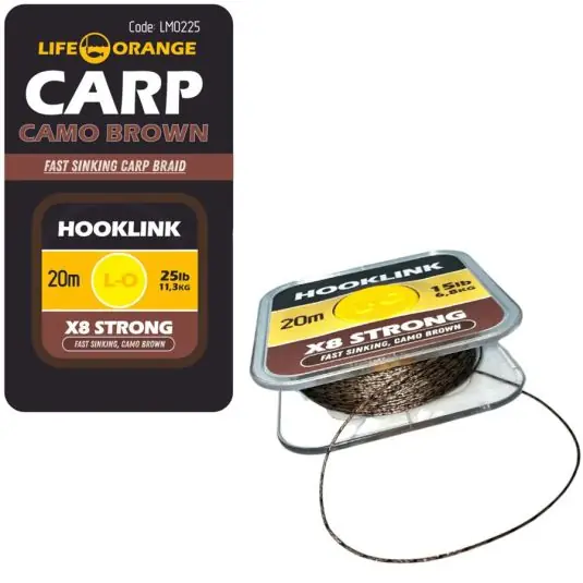 Expediere rapidă Fir textil Orange Hooklink x8 Camo Brown 20lb/20m