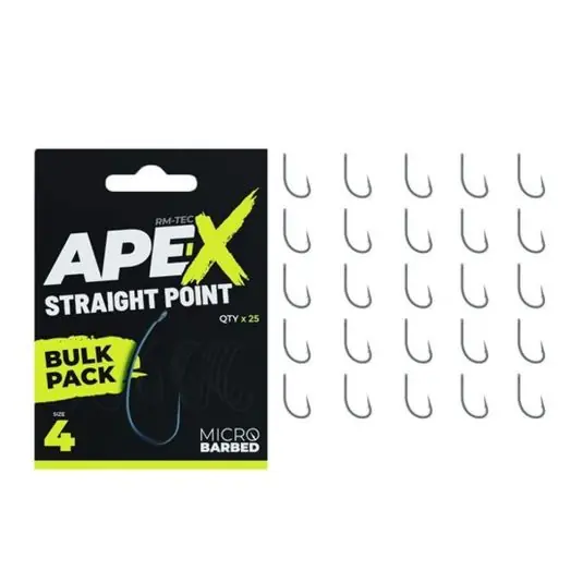 Nu rata Carlige Ridge Monkey Ape-X Straight Point Barbed Bulk Pack Nr.4, 25buc/plic