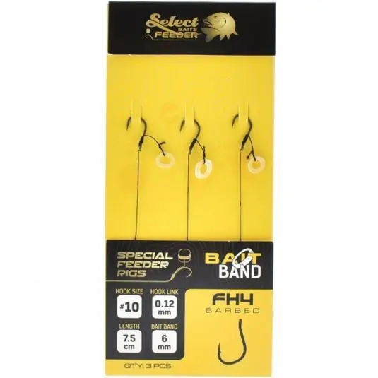 Carlige legate Select Baits FH4 Method Feeder Bait Band Rig Nr.14, 7.5cm Plată sigură