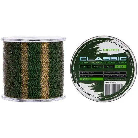 Ofertă de sezon Fir monofilament Brain Classic Carp Line 3D Camo 0.28mm/7.9kg/600m