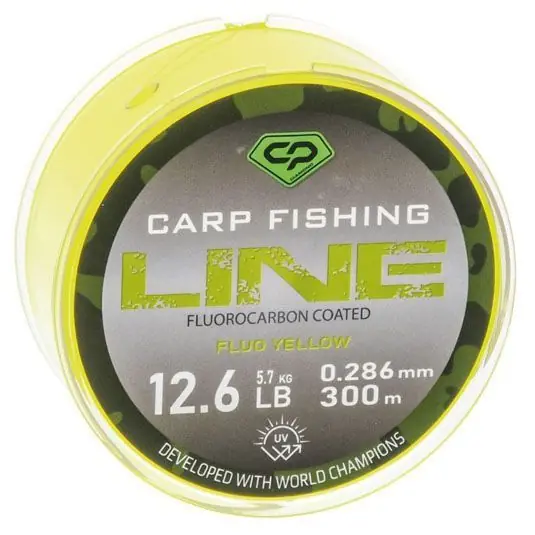 Premium Fir monofilament Carp Pro Carp Fishing Line Fluorocarbon Coated Fluo Yellow 0.30mm/6.6kg/1000m