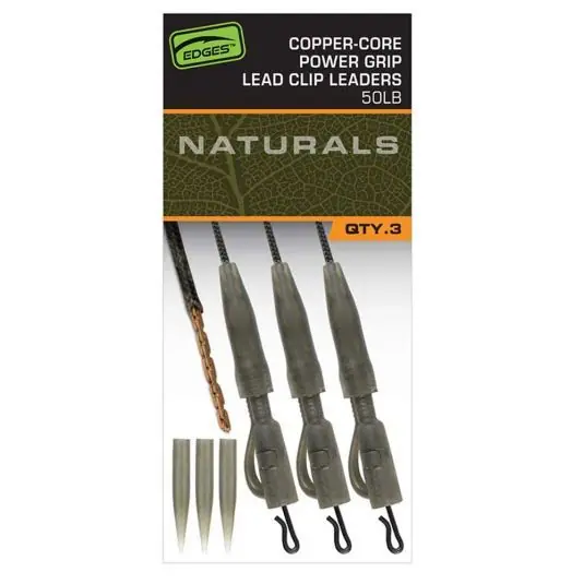 Calitate înaltă Kit montura leadcore Fox Edges Naturals Copper Core Lead Clip Leaders