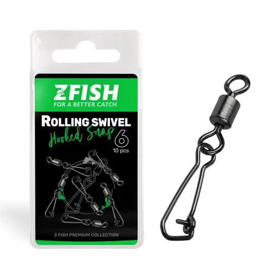 Plată securizată Agrafe + varteje ZFish Rolling Swivel and Hooked Snap Nr.10, 21kg