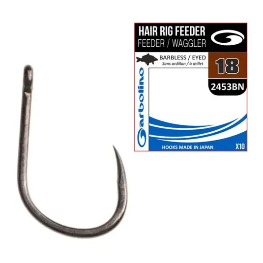 Carlige Garbolino Hair Rig Feeder 2453 Barbless Black Nickel, Nr.18 Ofertă