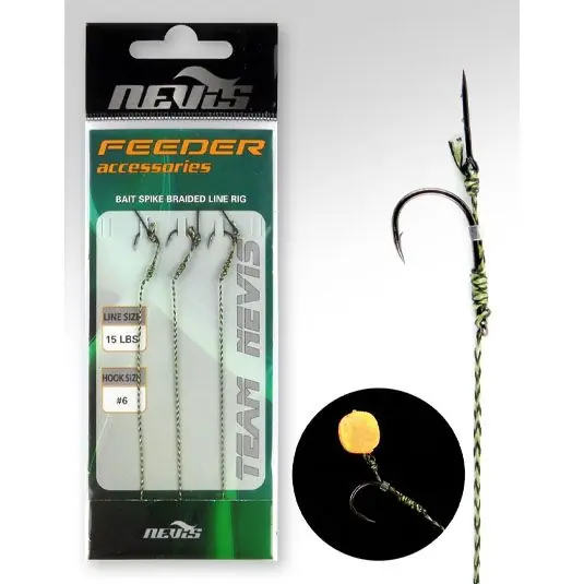 Carlige legate Nevis Bait Spike Braided Line Rig Nr.6 Lichidare de stoc