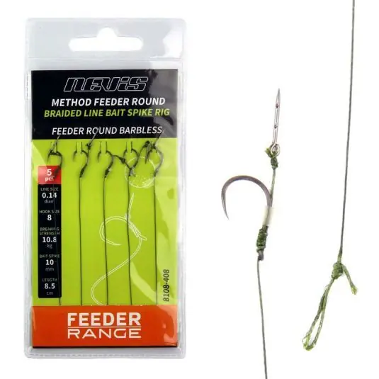 Carlige legate Nevis Method Feeder Bait Spike Rig Barbless Nr.10 Cel mai bun preț