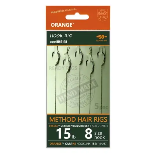 Popular Carlige legate Orange Method Hair Rigs Series 1 Nr.12/15lb