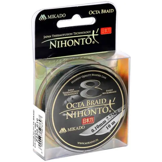 Fir textil Mikado Nihonto Octa Braid Green 0.16mm/12.9kg/10m Lichidare de stoc