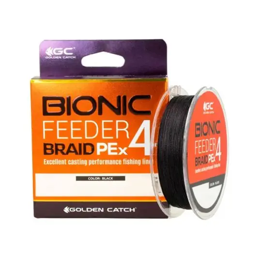 Reducere de preț Fir textil Golden Catch Bionic Feeder Braid PE X4 Black 0.128mm/5kg/150m