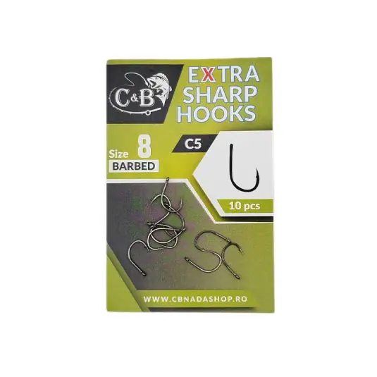 Cumpără online Carlige C&B Extra Sharp Hooks C5 Barbed Nr.12