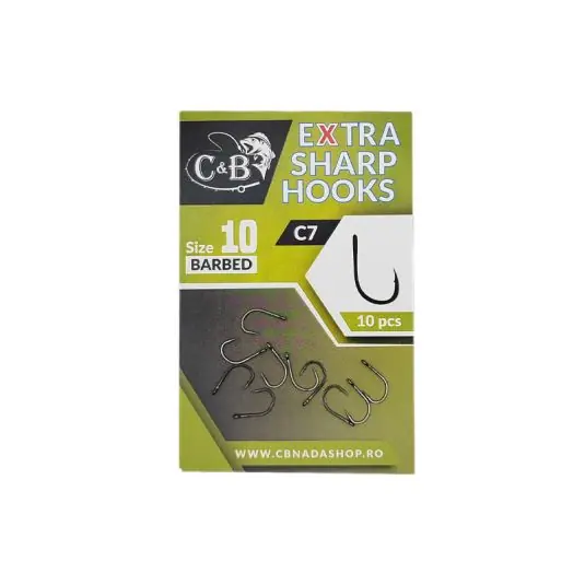 Bestseller Carlige C&B Extra Sharp Hooks C7 Barbed Nr.8