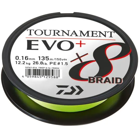 Fir textil Daiwa Tournament 8X Braid EVO+ Chartreuse 0.18mm/15.8kg/135m Comandă acum