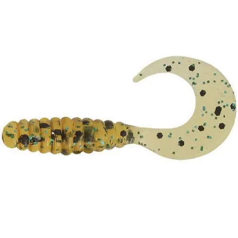 Grub Mann's Curly Tail 2" - Green Glitter Honey, plic 20 buc. Ofertă limitată