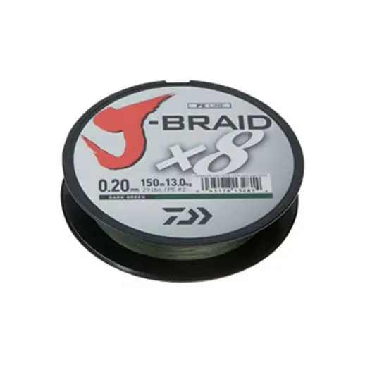 Calitate înaltă Fir textil Daiwa J-Braid X8 Green 0.24mm/18kg/300m