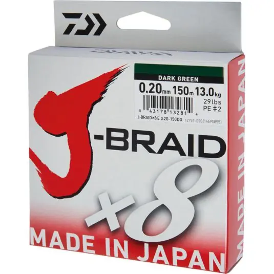 Cel mai vândut Fir textil Daiwa J-Braid X8 Green 0.20mm/13kg/300m