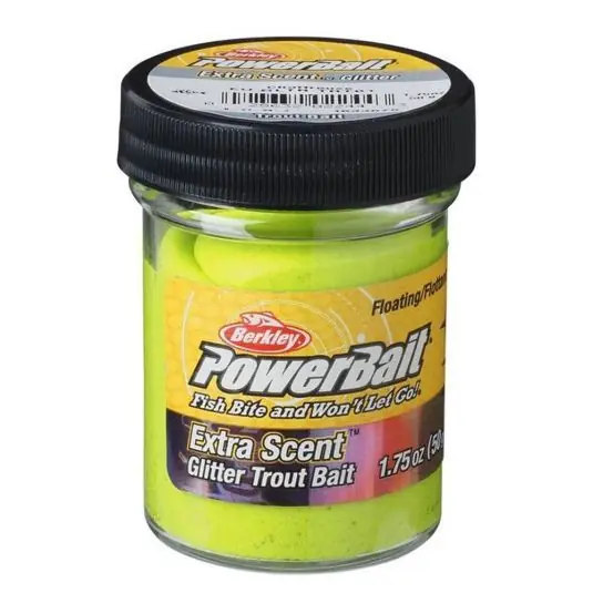 Bestseller Pasta Berkley PowerBait Glitter Trout Dough Chartreuse Glitter, 50g