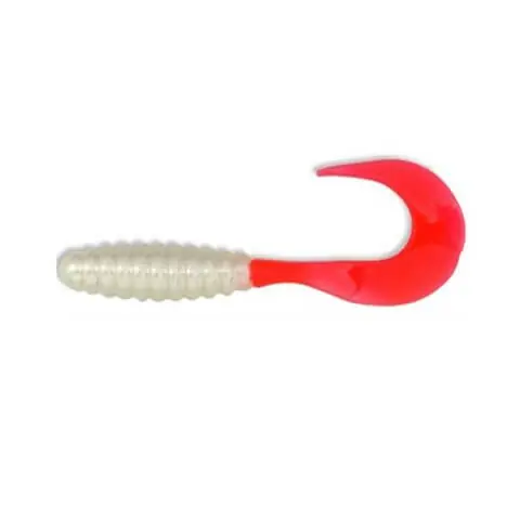 Premium Grub Mann's Twister 10cm, culoare Nacre Head Red Tail