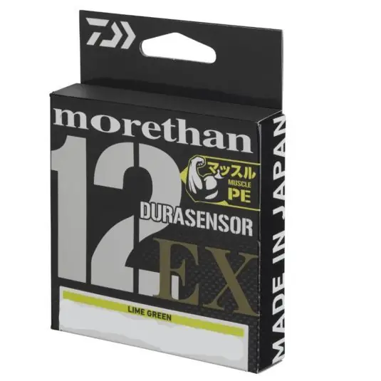 Reducere extra Fir textile Daiwa Morethan Durasensor 12 Braid EX Lime Green 0.12mm/10kg/150m
