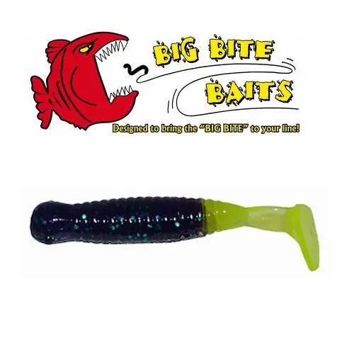 Grub Big Bite Baits Paddle Tail Junebug Chartreuse 3,25" Expediere rapidă