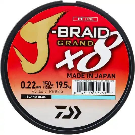 Ofertă de sezon Fir textil Daiwa J-Braid Grand X8 Blue 0.18mm/12.5kg/135m