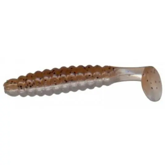 Ofertă Grub Slider Crappie Panfish 2.5cm, culoare Brown/Glitter Glow Bottom