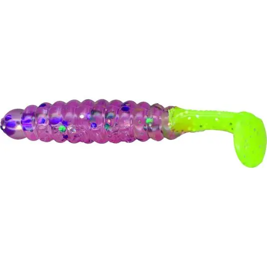 Grub Slider Crappie Panfish 3.8cm, culoare Cotton Candy/Chartreuse Tail Reducere