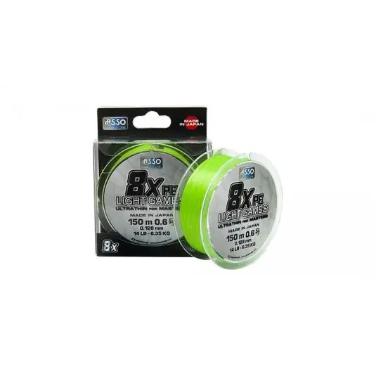 Fir textil Asso 8X PE Light Games Fluo Chartreuse 0.148mm/7.26kg/150m Lichidare de stoc