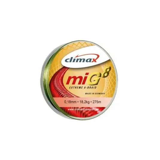 Fir textil Climax MIG8 Extreme 8-Braid Olive Green 0.30mm/29.6kg/135m Disponibil imediat