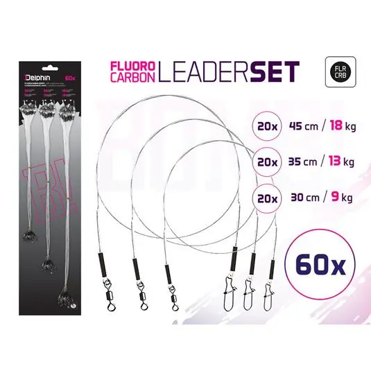Ofertă specială Strune Delphin Fluorocarbon LeaderSet 30-35-45cm/9-13-18kg
