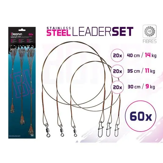 Strune Delphin Stainless Steel LeaderSet 30-35-40cm/9-11-14kg Cel mai bun preț