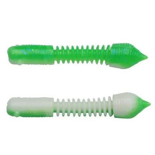 Ofertă exclusivă Worm Berkley PowerBait Pillar 4cm, culoare Spring Green/White