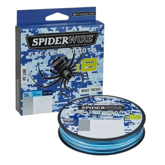 Livrare expres Fir textil Spiderwire Stealth Smooth 8 Blue Camo 0.09mm/7.5kg/150m