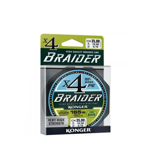 Fir textil Konger Braider X4 Fluo Green 0.04mm/3.45kg/150m Reduceri