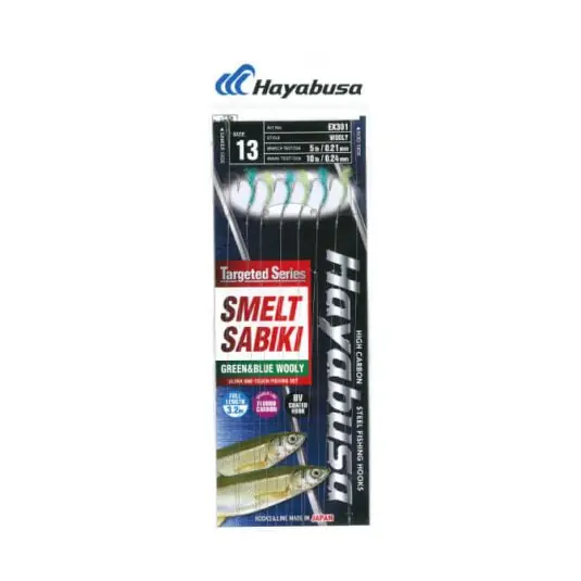Premium Taparina Hayabusa Smelt Sabiki Green & Blue Wooly nr.7
