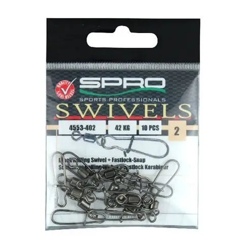 Agrafe + Varteje Spro Black Rolling Swivel with Fastlock Snap nr 8/30kg Livrare gratuită