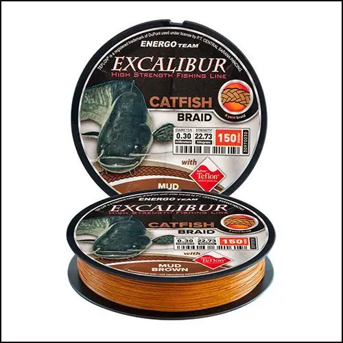 Preț redus Fir Textil EnergoTeam Excalibur Catfish 8 Yarn Braid Brown 0.40mm/36.36kg/150m