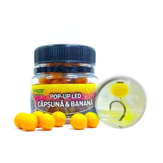 Cumpărături sigure Boilies MG Special Carp Pop-Up LED - Capsuna & Banana 8mm