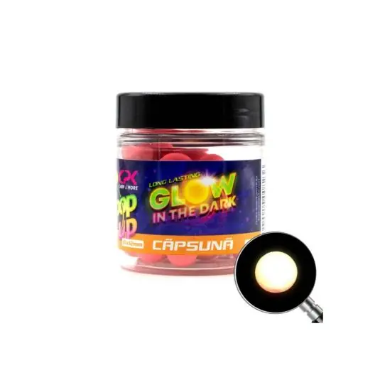 Reducere de preț Boilies CPK Pop-Up Glow In The Dark Capsuna 10-12mm 20g