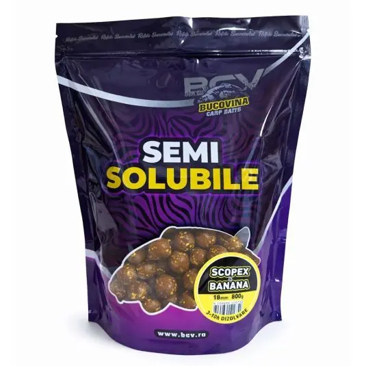 Boilies Bucovina Baits Semisolubile Scopex-Banana, 22mm, 800g Livrare rapidă