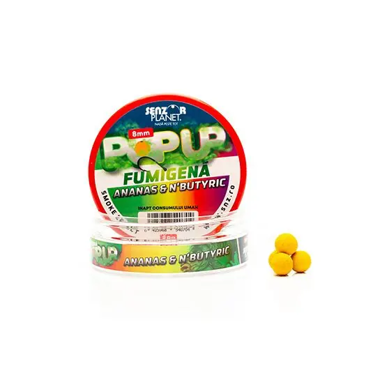Boilies Senzor Fumigena Pop-Up Ananas & N'Butyric 8mm Livrare expres