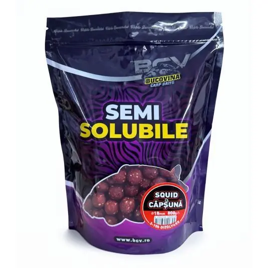 Transport gratuit Boilies Bucovina Baits Semisolubile Squid-Capsuna, 22mm, 3kg