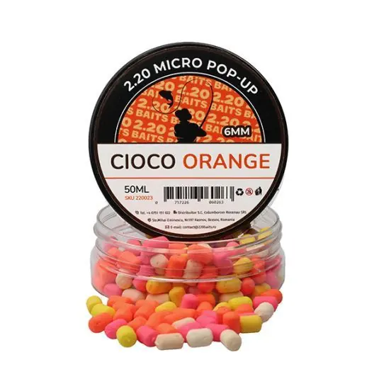 Reducere de preț Boilies 2.20 Baits Micro Pop-up 6mm Cioco & Orange