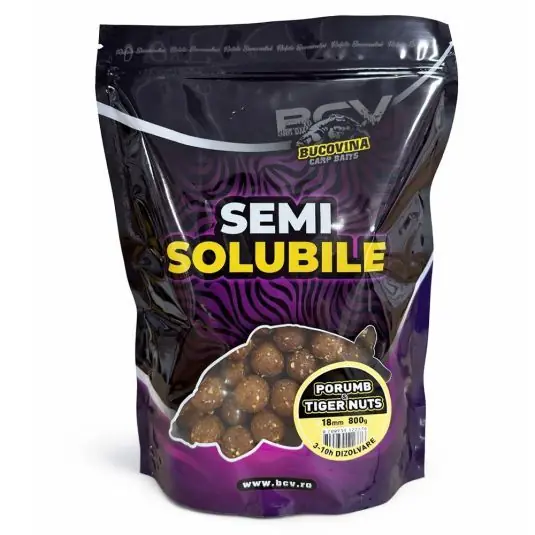 Plată sigură Boilies Bucovina Baits Semisolubile Porumb-Tigernuts, 18mm, 800g