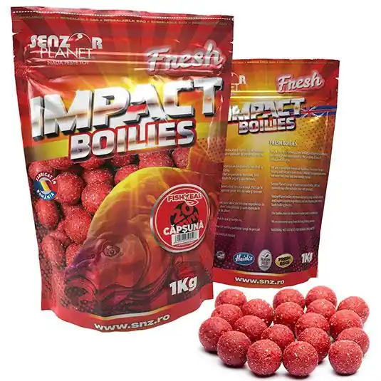 Ofertă limitată Boilies Senzor Impact Fresh Boilies, Capsuna, 20mm, 1kg