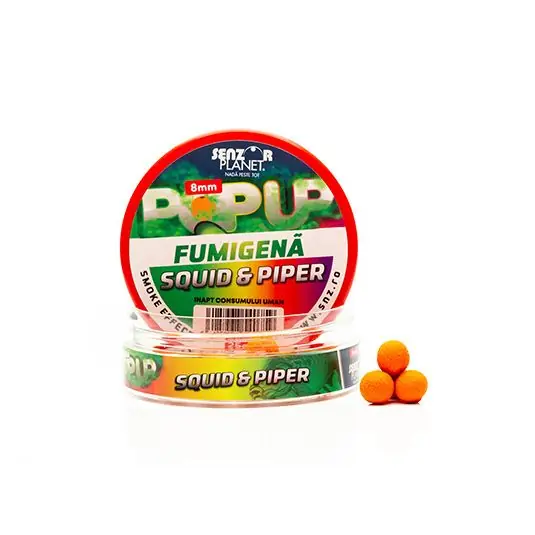 Boilies Senzor Fumigena Pop-Up Squid & Piper 8mm Ieftin