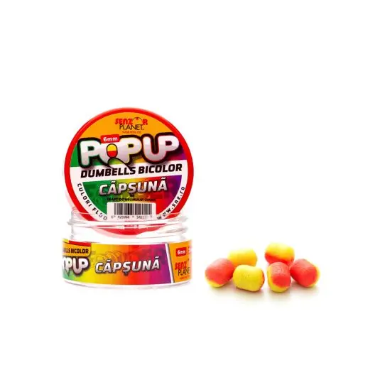 Boilies Senzor Pop-Up Dumbells Bicolor Capsuna 6mm 15g Ieftin